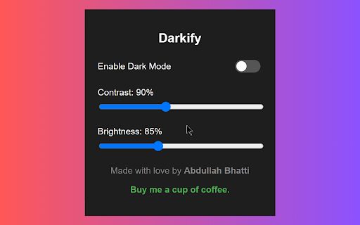 Darkify  from Chrome web store to be run with OffiDocs Chromium online