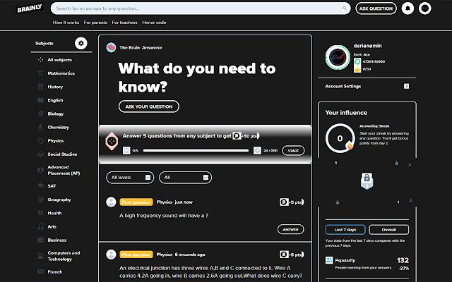 DarklightBrainly de la tienda web de Chrome se ejecutará con OffiDocs Chromium en línea