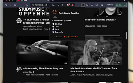 Dark Mode Enabler  from Chrome web store to be run with OffiDocs Chromium online