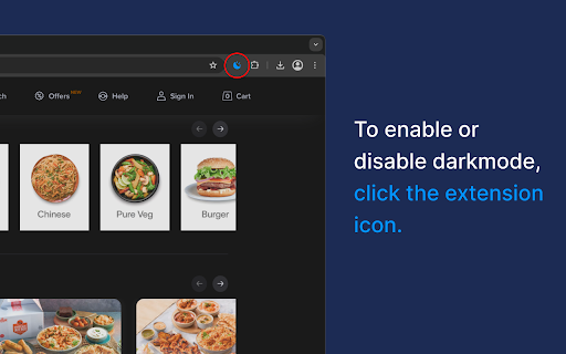 Dark Mode for All Websites  from Chrome web store to be run with OffiDocs Chromium online