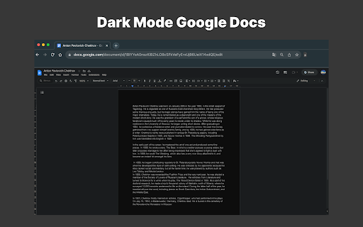 Dark Mode Google Docs  from Chrome web store to be run with OffiDocs Chromium online