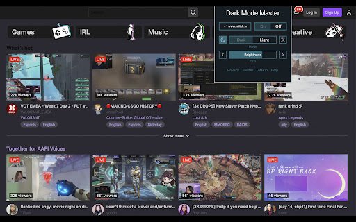 Dark Mode Master  from Chrome web store to be run with OffiDocs Chromium online
