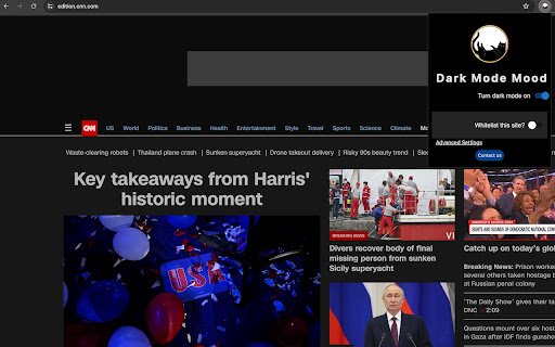 Dark Mode Mood  from Chrome web store to be run with OffiDocs Chromium online