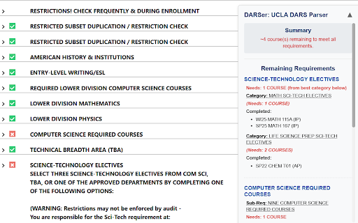 DARSer: DARS Parser  from Chrome web store to be run with OffiDocs Chromium online