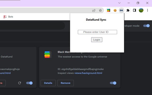 DataKund Sync da Chrome Web Store para ser executado com OffiDocs Chromium online