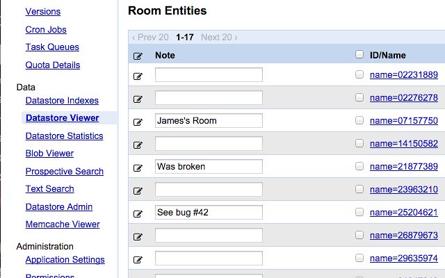 Note sul datastore per Google App Engine™ dal Chrome Web Store da eseguire con OffiDocs Chromium online