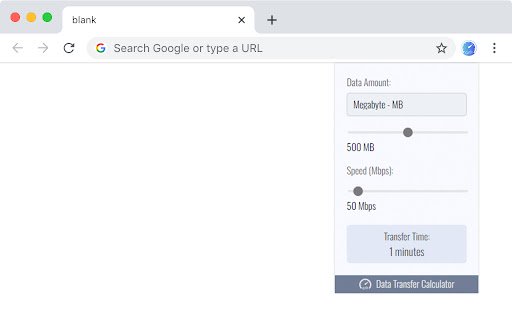 Data Transfer Calculator  from Chrome web store to be run with OffiDocs Chromium online