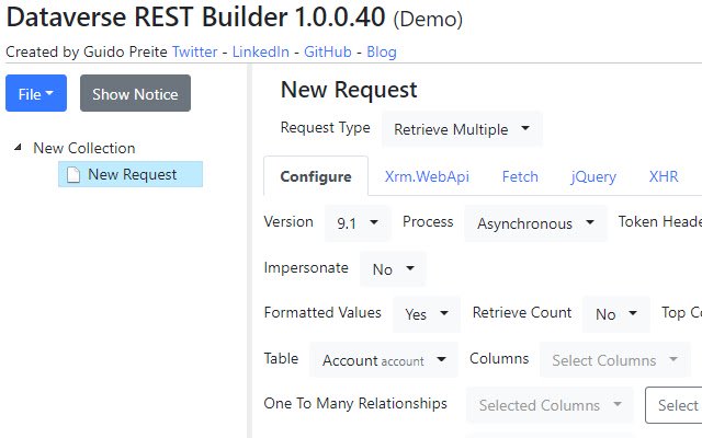 Dataverse REST Builder aus dem Chrome Web Store zur Ausführung mit OffiDocs Chromium online