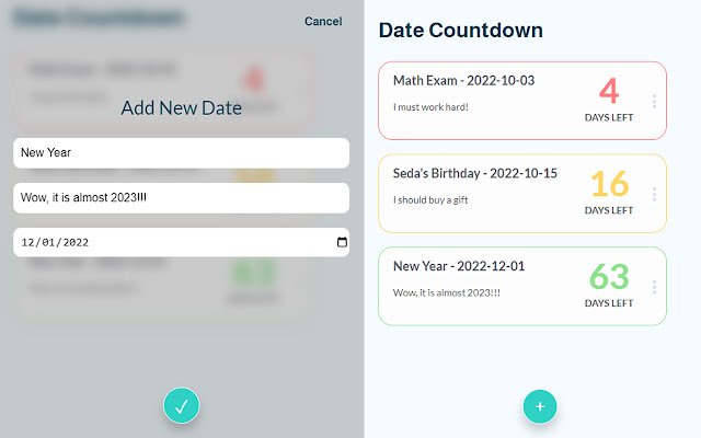 Date Countdown  from Chrome web store to be run with OffiDocs Chromium online