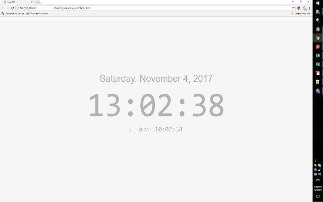 Chrome ウェブストアの DateTime 新しいタブ ページを OffiDocs Chromium online で実行する