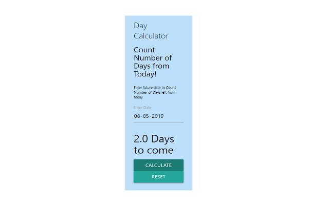 Kalkulator Hari dari toko web Chrome untuk dijalankan dengan OffiDocs Chromium online