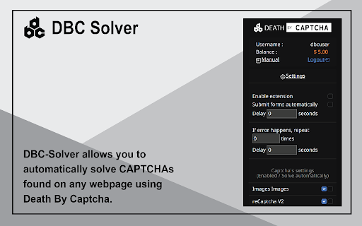 DBC Solver: Auto Recognition and Bypass  from Chrome web store to be run with OffiDocs Chromium online