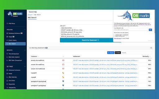 DBmarlin SQL Search from Chrome web store to be run with OffiDocs Chromium online DBmarlin SQL Search from Chrome web store to be run with OffiDocs Chromium online