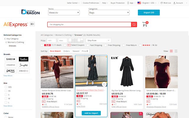 DD Aliexpress  from Chrome web store to be run with OffiDocs Chromium online