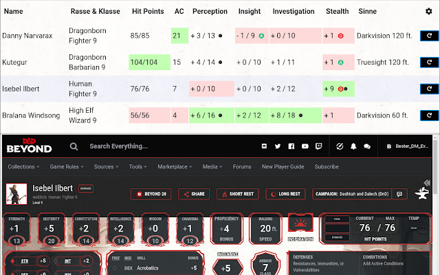 DD Beyond DM Screen Spell List Manager מחנות האינטרנט של Chrome להפעלה עם OffiDocs Chromium מקוון