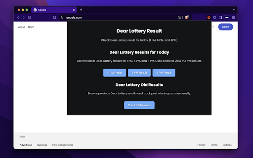 Dear Lottery Results Today (1 PM, 6 PM, 8 PM)  from Chrome web store to be run with OffiDocs Chromium online