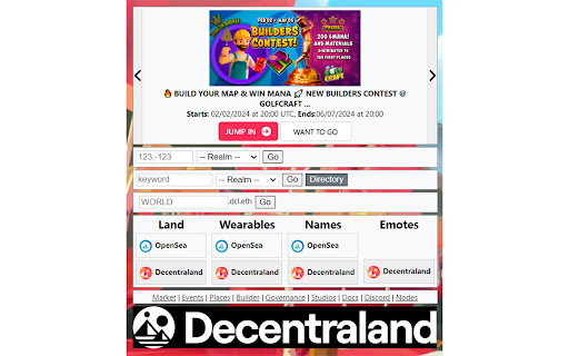 Decentraland  from Chrome web store to be run with OffiDocs Chromium online