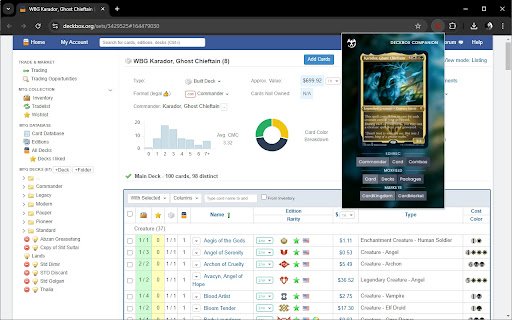 Deckbox Companion  from Chrome web store to be run with OffiDocs Chromium online