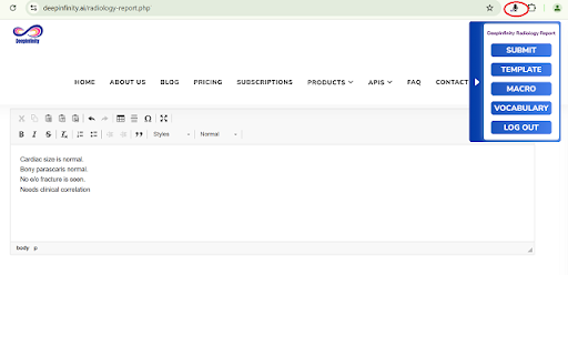 DeepInfinity Health Scribe  from Chrome web store to be run with OffiDocs Chromium online