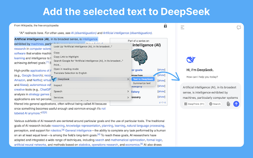 DeepSeek Assistant  from Chrome web store to be run with OffiDocs Chromium online