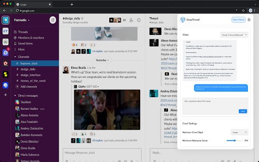 DeepThread  from Chrome web store to be run with OffiDocs Chromium online