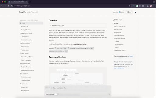 Deepwiki  from Chrome web store to be run with OffiDocs Chromium online