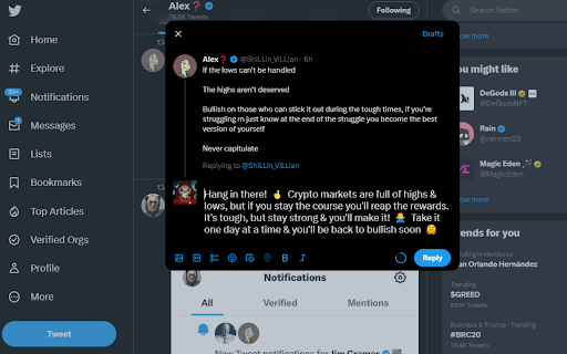 Degen Reply  from Chrome web store to be run with OffiDocs Chromium online