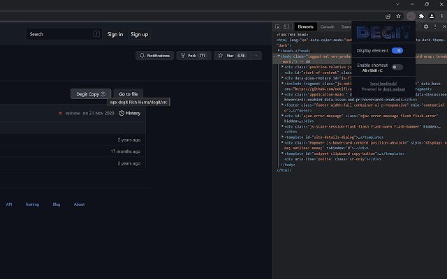 Degit in Github  from Chrome web store to be run with OffiDocs Chromium online