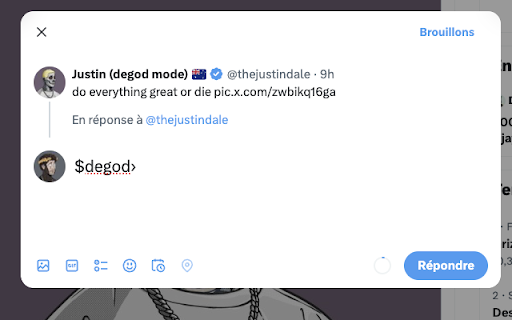 DeGod Reply Button  from Chrome web store to be run with OffiDocs Chromium online
