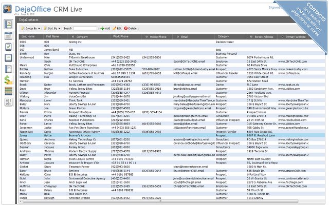 DejaOffice CRM Live từ cửa hàng Chrome trực tuyến sẽ chạy với OffiDocs Chrome trực tuyến