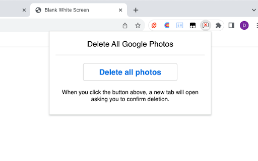 Delete All Google Photos Chrome Extension  from Chrome web store to be run with OffiDocs Chromium online