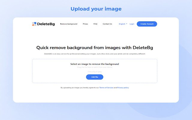 DeleteBG | Delete a background of your images  from Chrome web store to be run with OffiDocs Chromium online