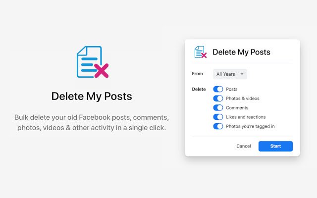 Delete My Posts on Facebook™  from Chrome web store to be run with OffiDocs Chromium online