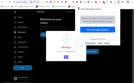 Delete X (Twitter) Messages 2025  from Chrome web store to be run with OffiDocs Chromium online
