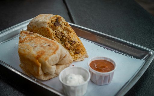 Delicious Breakfast Burrito with Salsa and Sour Cream  from Chrome web store to be run with OffiDocs Chromium online