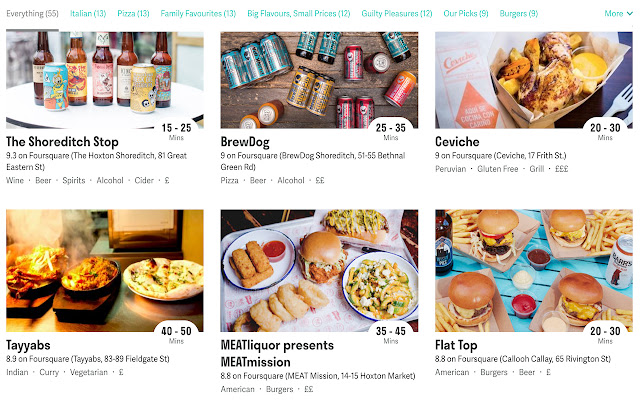 Deliverate (évaluations Foursquare pour Deliveroo) de la boutique en ligne Chrome doit être exécuté avec OffiDocs Chromium en ligne