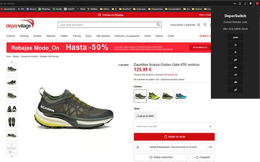 DeporSwitch  from Chrome web store to be run with OffiDocs Chromium online