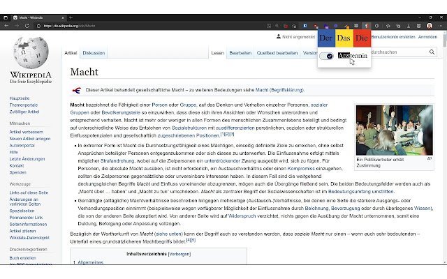 OffiDocs Chromium 온라인으로 실행되는 Chrome 웹 스토어의 Der Das Die