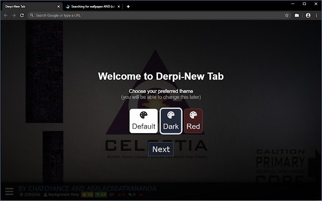 Chrome वेब स्टोर से Derpi नया टैब, OffiDocs क्रोमियम ऑनलाइन के साथ चलाया जाएगा
