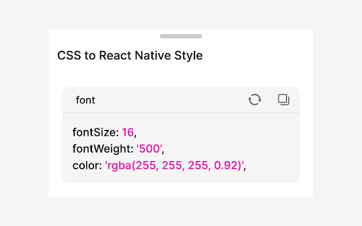 Design CSS To React Native style  from Chrome web store to be run with OffiDocs Chromium online