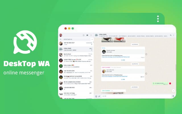 Desktop WA online messenger  from Chrome web store to be run with OffiDocs Chromium online