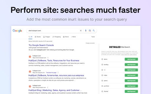 Detailed Site Search  from Chrome web store to be run with OffiDocs Chromium online