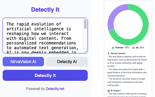 Detectly AI Text Analyzer from Chrome web store to be run with OffiDocs Chromium online Detectly AI Text Analyzer from Chrome web store to be run with OffiDocs Chromium online