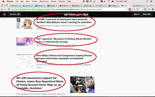 Detrumpify  from Chrome web store to be run with OffiDocs Chromium online