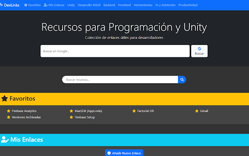 DevLinks Nueva Pestaña  from Chrome web store to be run with OffiDocs Chromium online