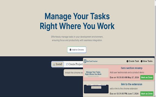 Dev Task Tracker Extension  from Chrome web store to be run with OffiDocs Chromium online