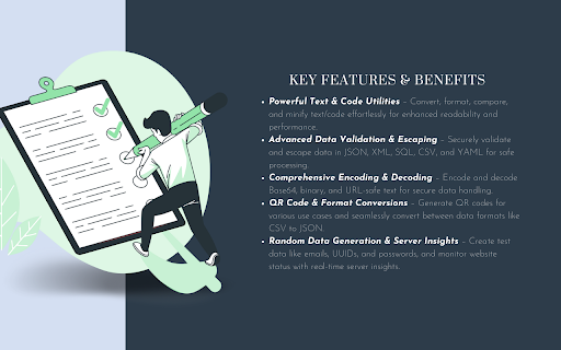 DevTextus: Streamline text, code, and data effortlessly.  from Chrome web store to be run with OffiDocs Chromium online