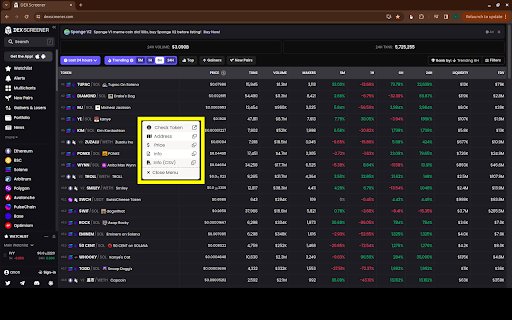 Dexscreener Helper  from Chrome web store to be run with OffiDocs Chromium online