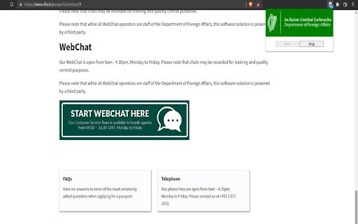 DFA Passport contact  from Chrome web store to be run with OffiDocs Chromium online