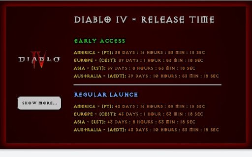 Diablo 4 Release Countdown Timer  from Chrome web store to be run with OffiDocs Chromium online